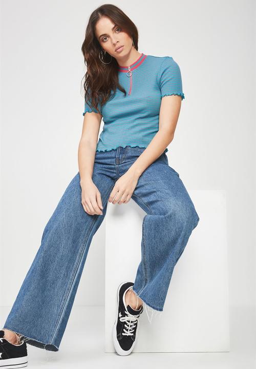 Factorie - Short sleeve beetroot - turquoise