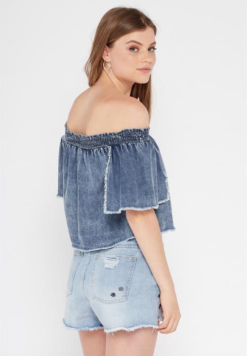 Factorie - Shirred sophie top - blue