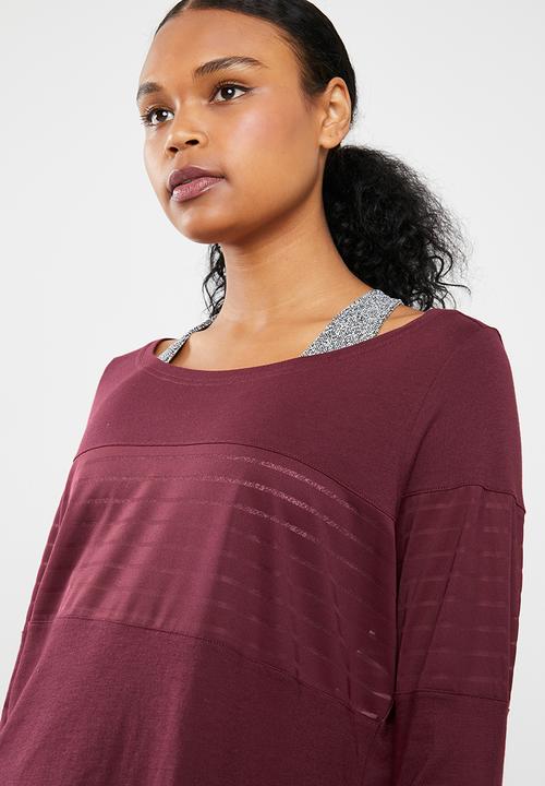 Reebok - Mesh long sleeve layer tee - burgundy