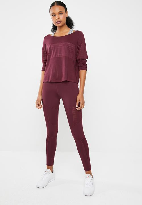 Reebok - Mesh long sleeve layer tee - burgundy