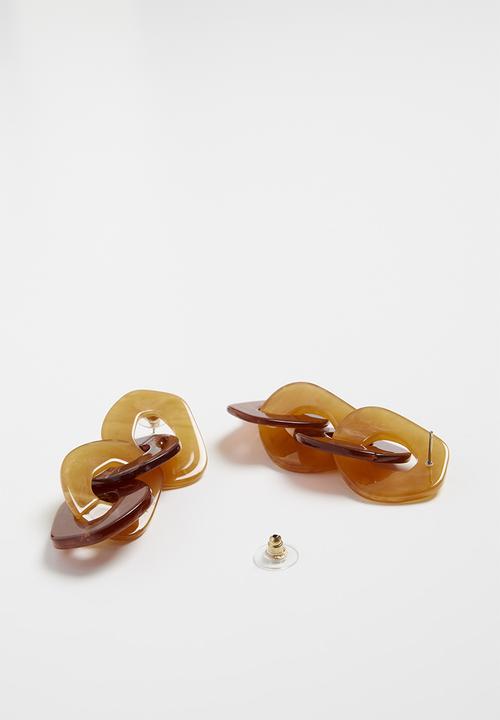 Superbalist - Resin link earrings - brown