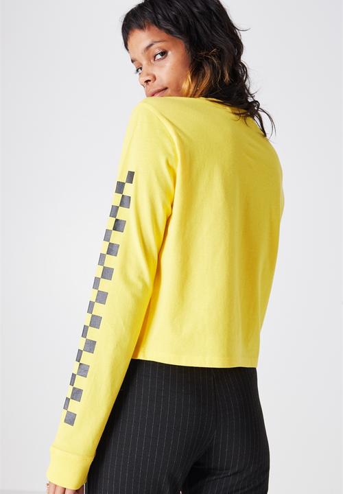 Factorie - 90s crop longsleeve cuff sweat - yellow