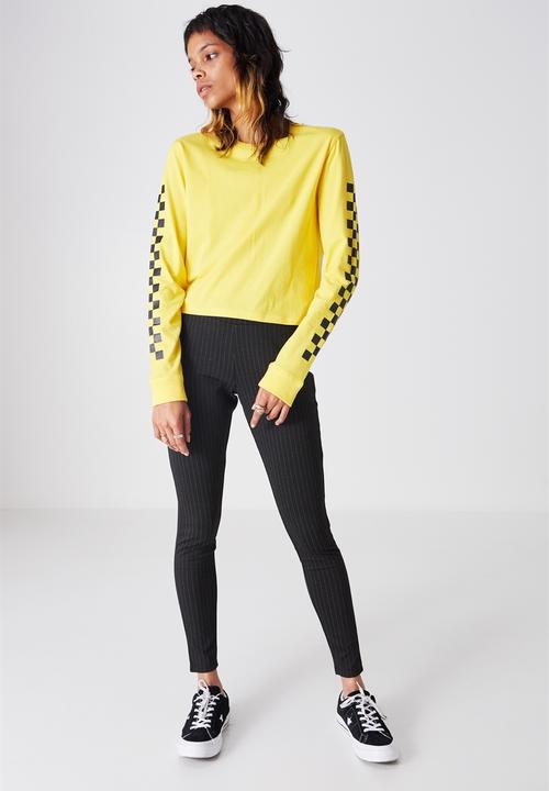 Factorie - 90s crop longsleeve cuff sweat - yellow