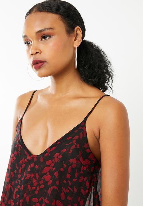 Missguided - Floral printed chiffon printed jumpsuit - black