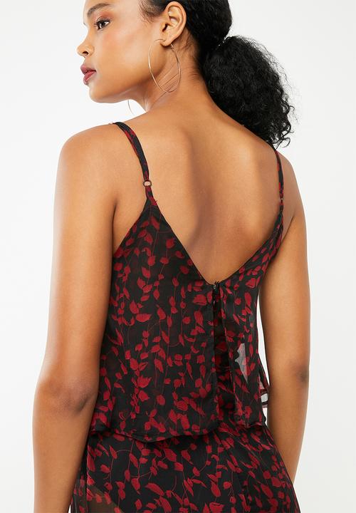 Missguided - Floral printed chiffon printed jumpsuit - black