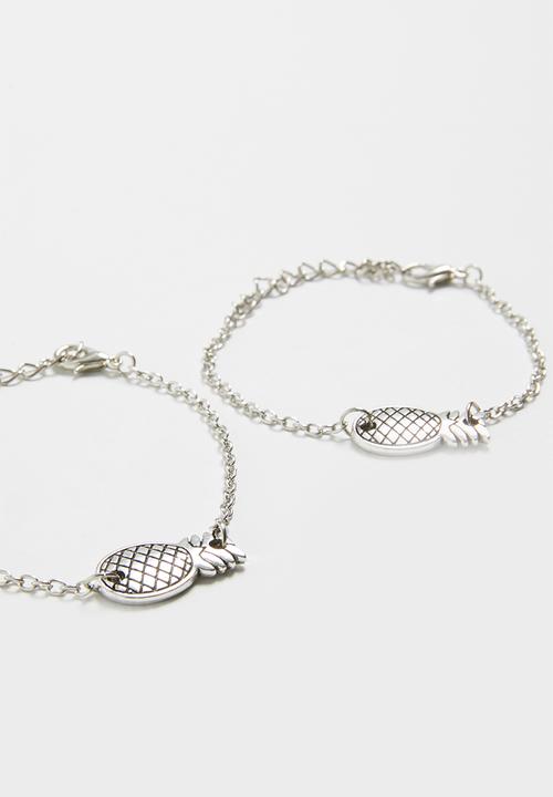 Jewels and Lace - Pineapple bracelet twin pack - silver