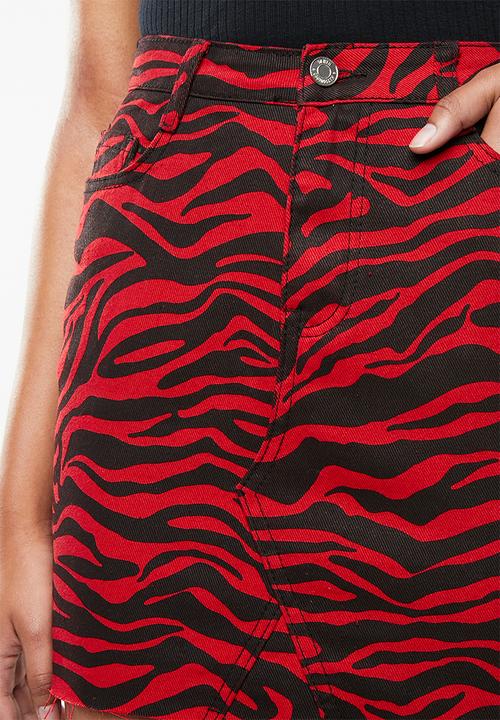 Missguided - Zebra print skirt- red