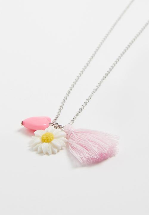 Jewels and Lace - Daisy tassel necklace - silver