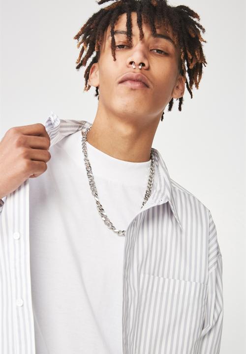 Factorie - Long sleeve over shirt - white & grey