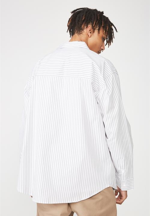 Factorie - Long sleeve over shirt - white & grey