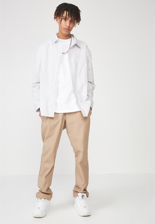Factorie - Long sleeve over shirt - white & grey