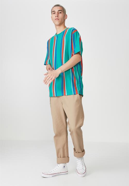 Factorie - Short sleeve vertical tee - green 