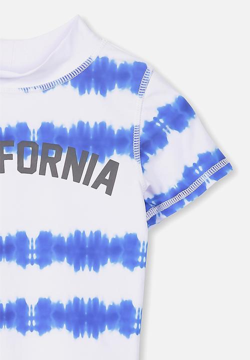 Cotton On - Finley ss rash vest - blue & white 