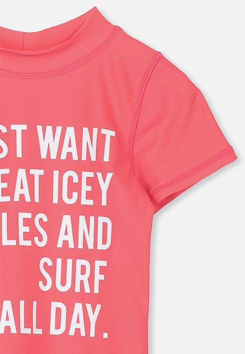 Cotton On - Finley ss rash vest - red