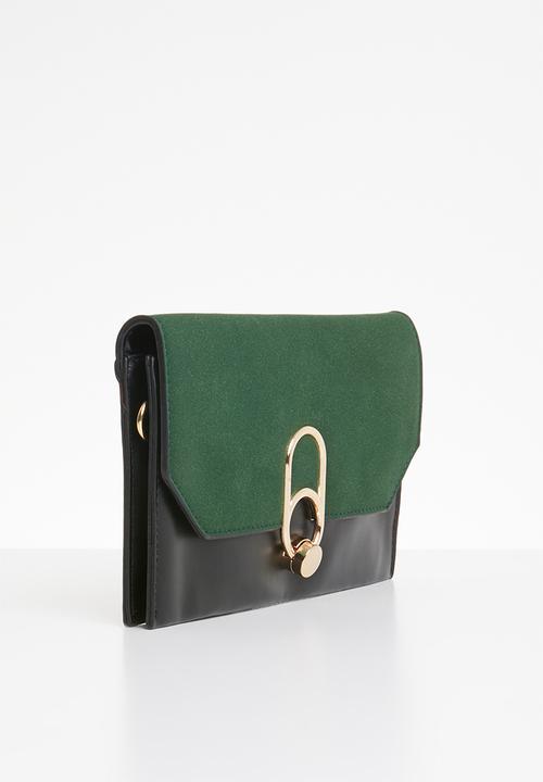 Superbalist - Toni buckle clutch - green & black