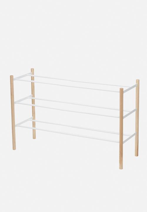 Yamazaki - Plain extendable shoe rack 3 tier - white