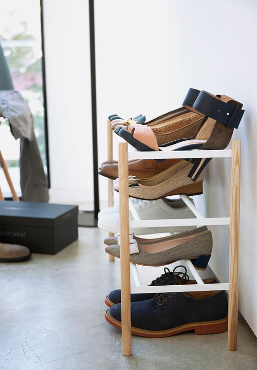 Yamazaki - Plain extendable shoe rack 3 tier - white