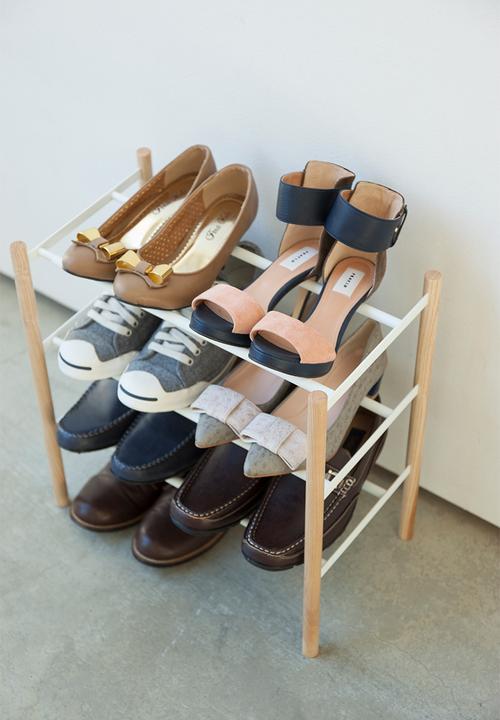 Yamazaki - Plain extendable shoe rack 3 tier - white