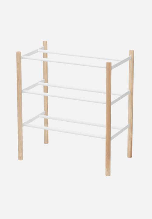 Yamazaki - Plain extendable shoe rack 3 tier - white