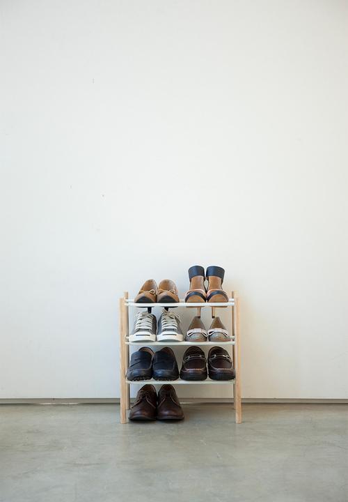 Yamazaki - Plain extendable shoe rack 3 tier - white