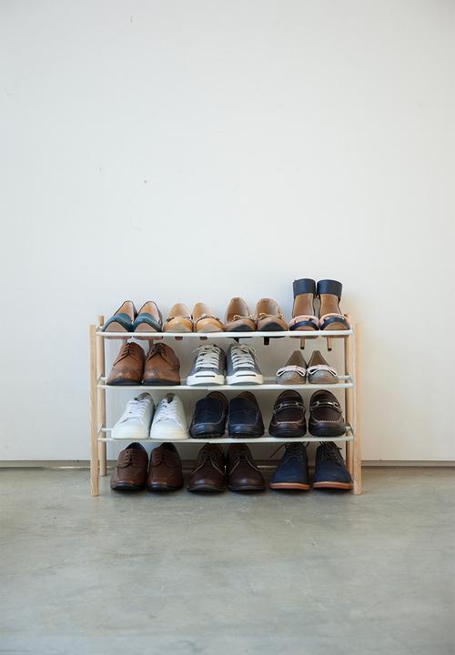 Yamazaki - Plain extendable shoe rack 3 tier - white