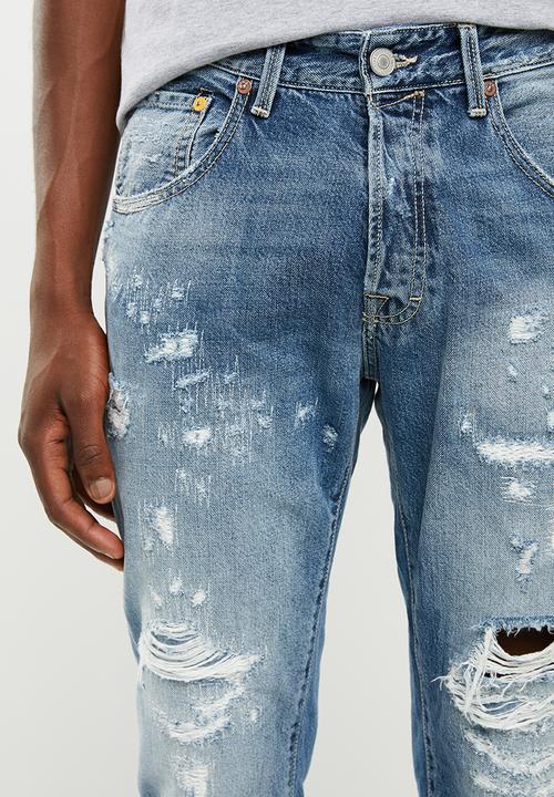 Jack & Jones - Frank leen cut off jeans - blue 