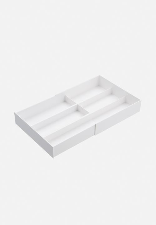 Yamazaki - Tower extendable cutlery tray with slide - white