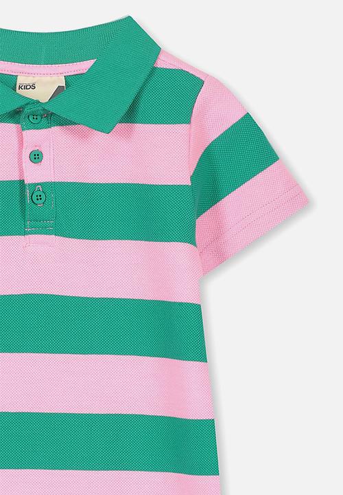 Cotton On - Blaire polo dress - green & pink 