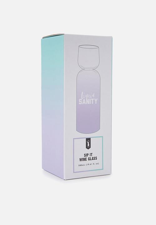 Typo - Sip it wine glass - lilac liquid sanity!