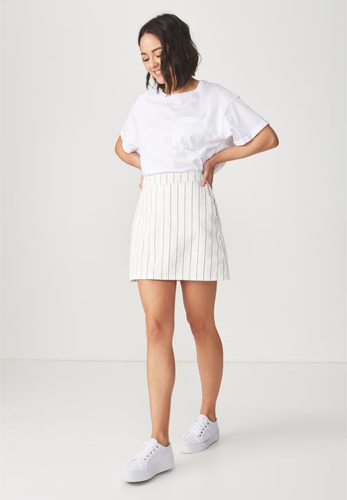 Cotton On - Denim aline skirt - navy and white 