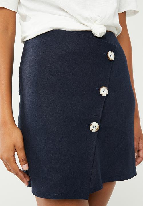 Superbalist - Wrap mini with button detail - navy