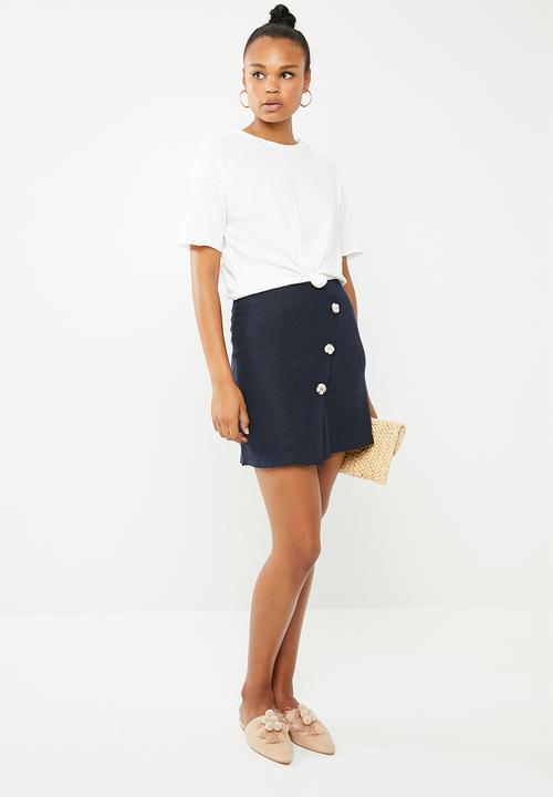 Superbalist - Wrap mini with button detail - navy