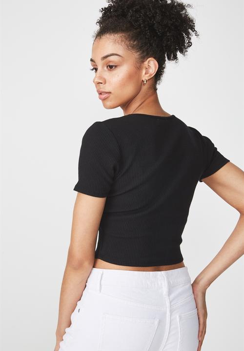 Cotton On - Skyla henley short sleeve top - black