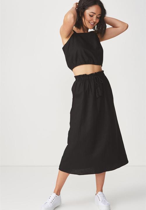 Cotton On - Woven marnie midi skirt - black