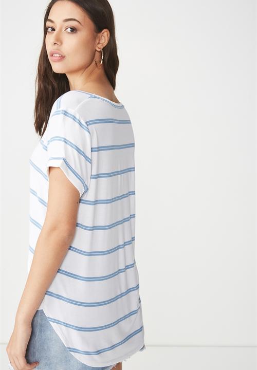 Cotton On - Karly short sleeve top - white & blue