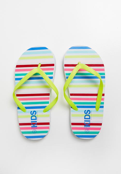 Cotton On - Printed flip flop - Yellow, Blue & Red