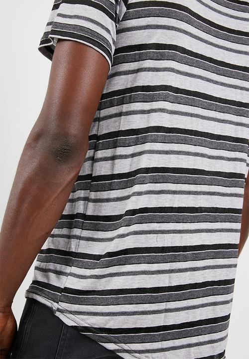 STYLE REPUBLIC - Harry dip hem tee - grey & black 