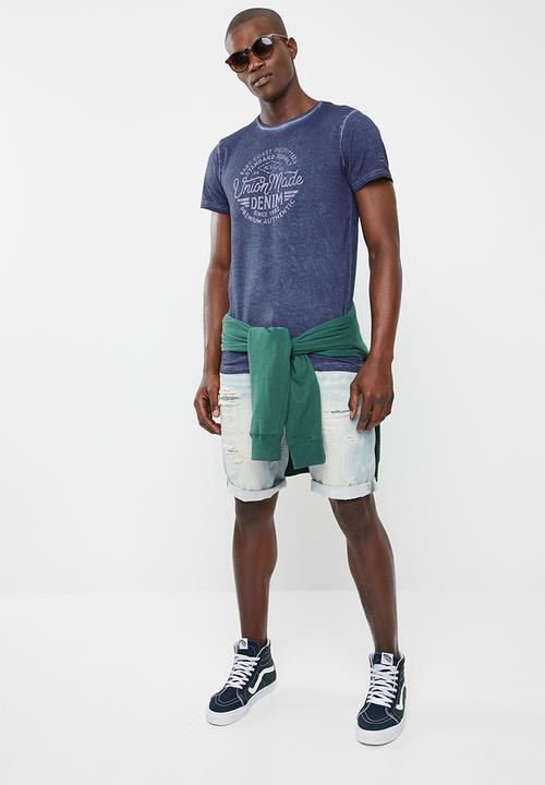 STYLE REPUBLIC - Pigment dye printed tee - blue