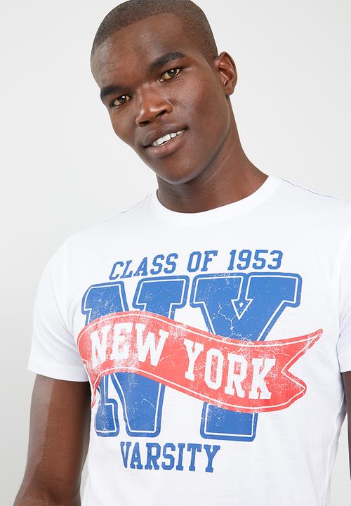 STYLE REPUBLIC - 1953 New York slogan varsity tee - white 