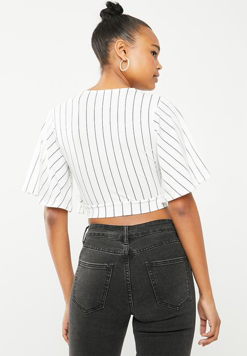 New Look - Pinstripe top - white
