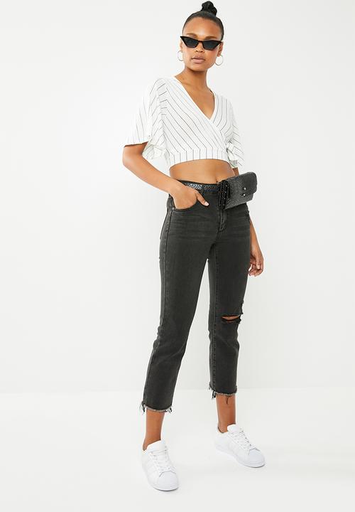 New Look - Pinstripe top - white