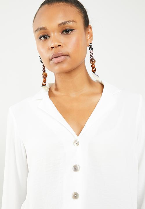 New Look - Peggy long sleeve blouse - white