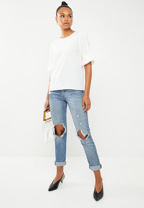 Vero Moda - Elisa pearl blouse - white