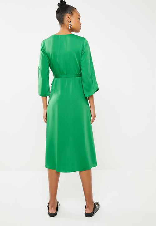 Vero Moda - Scarlet 3/4 wrap calf dress - green