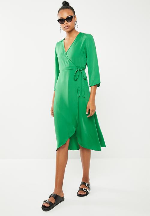 Vero Moda - Scarlet 3/4 wrap calf dress - green