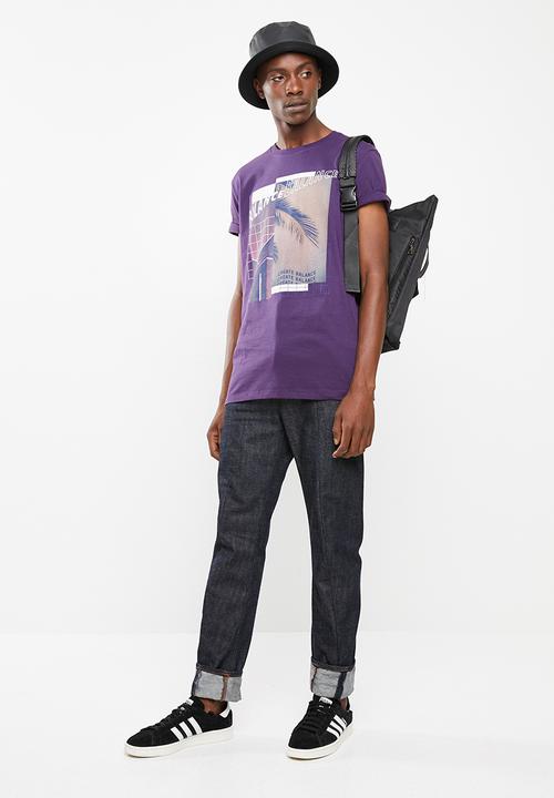 Superbalist - Printed crew neck tee - purple