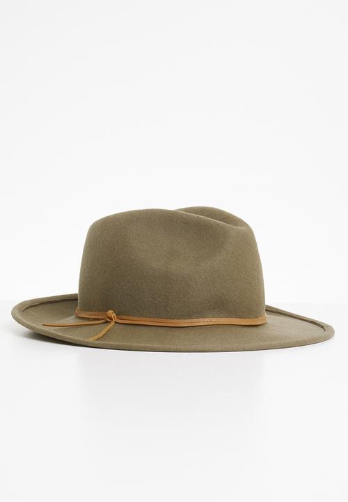 Superbalist - Felt leather trim fedora - green
