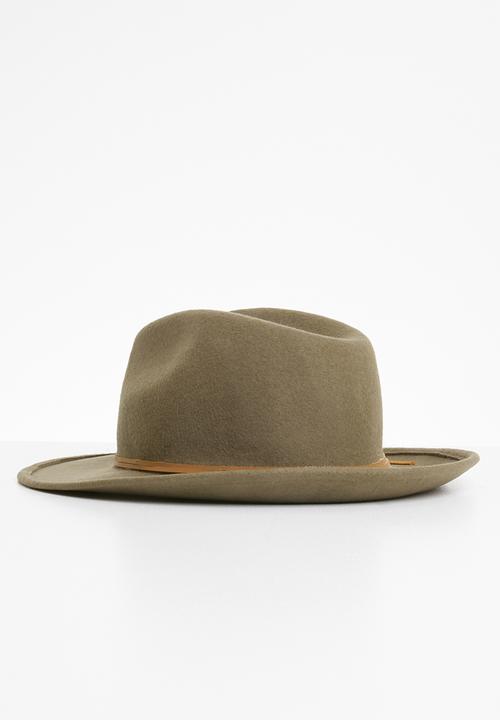 Superbalist - Felt leather trim fedora - green