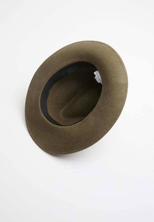 Superbalist - Felt leather trim fedora - green