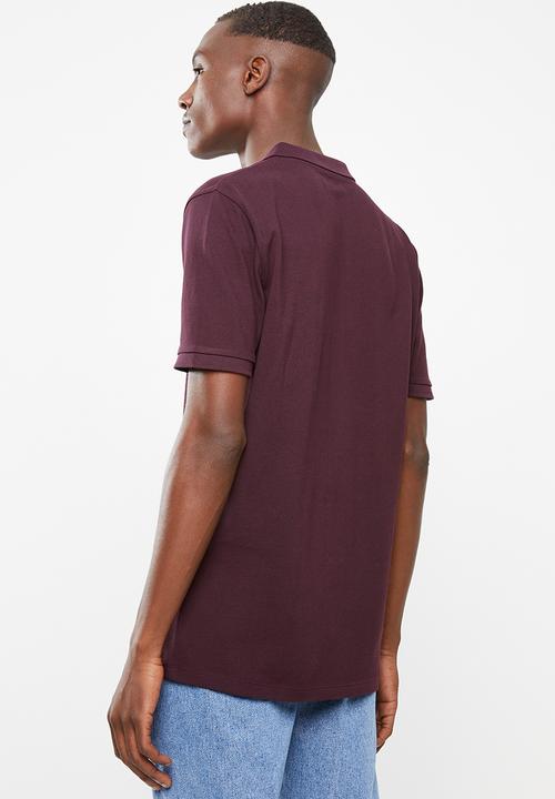 Superbalist - Pique short sleeve slim fit polo - burgundy